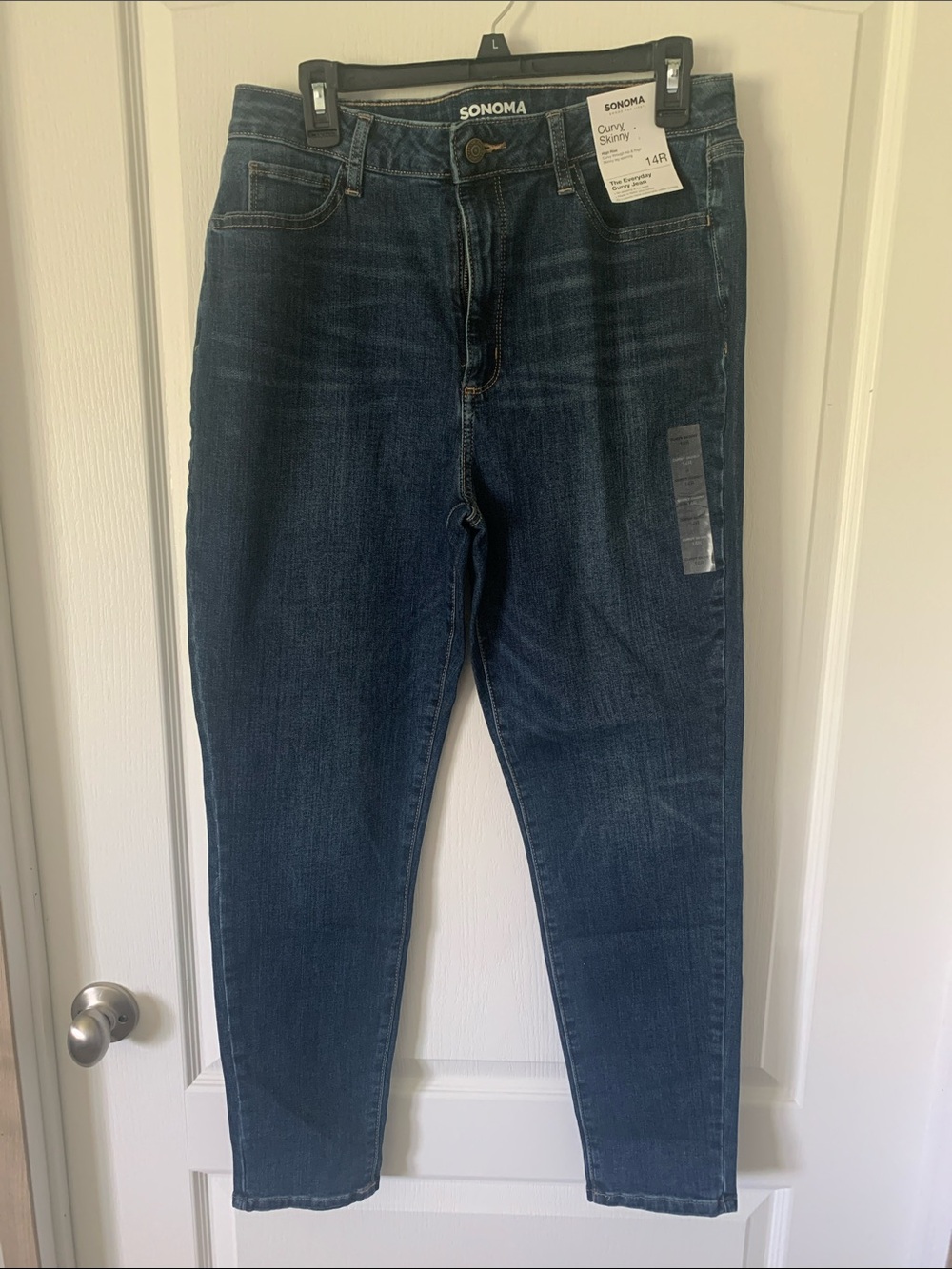 SONOMA Woman’s Curvy Skinny High Rise Jeans in Dark Wash Blue 14R